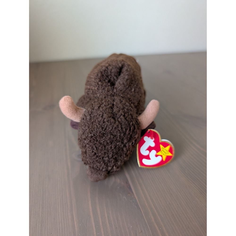 Vintage Ty Beanie Babies Roam the Buffalo Brown Bison Plush Kids Sensory‎ Toy
